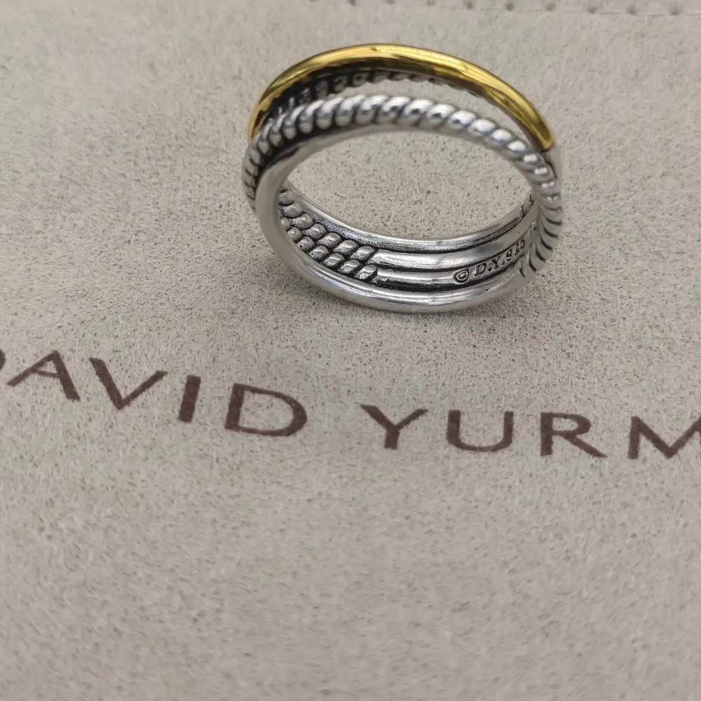 David Yurman Buttoned Single Cylindrical Two-Color Ring - Picture 2 of 7